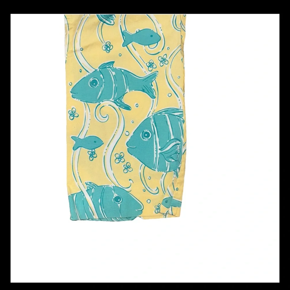 Lilly Pulitzer Yellow and Green Cropped Pants with Playful Pattern - Picture 4 of 12